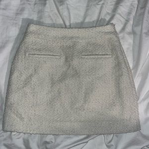 White Polyester Mini Skirt